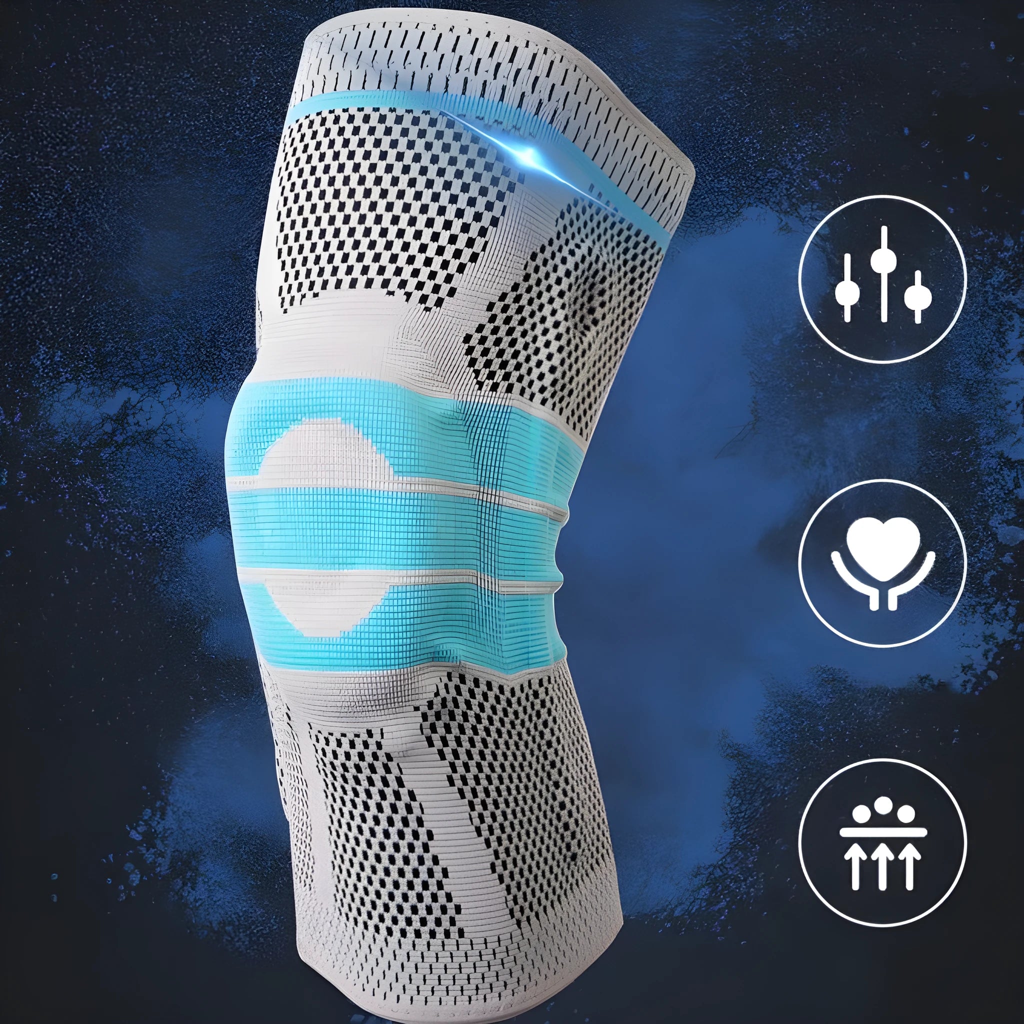 Sky blue silicone running basketball knee pads made from elastic fibre material
