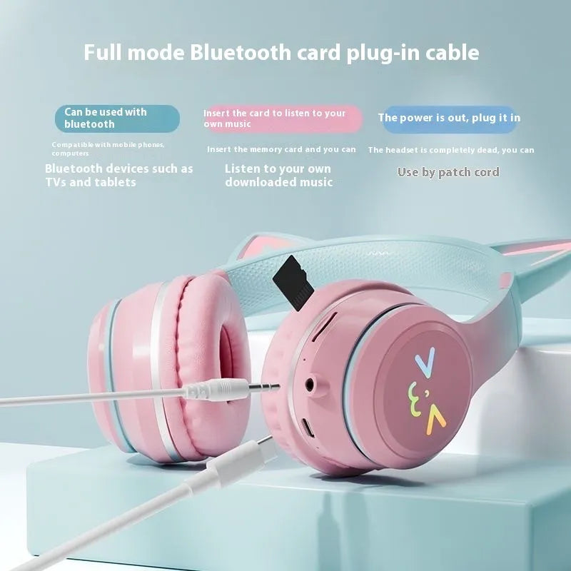BT035C Bluetooth headset with breathing light in gradient colour, PC ABS material, head-mounted design
