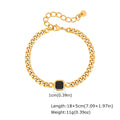 Stainless steel chain bracelet with six-sided acrylic geometric beads in Gold and Steel colour options