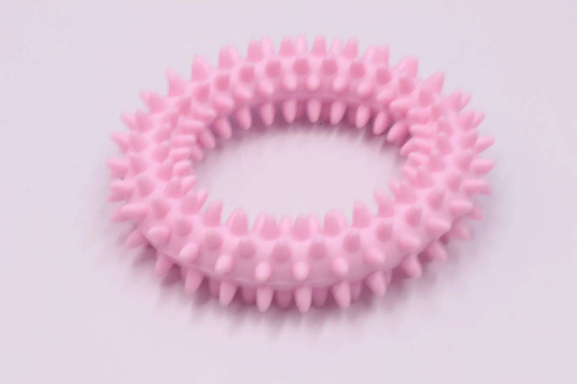 TPR spiky circle dog chew toy 9.5cm diameter in six colour options