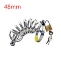 Stainless steel male chastity device with catheter and lock, four ring sizes