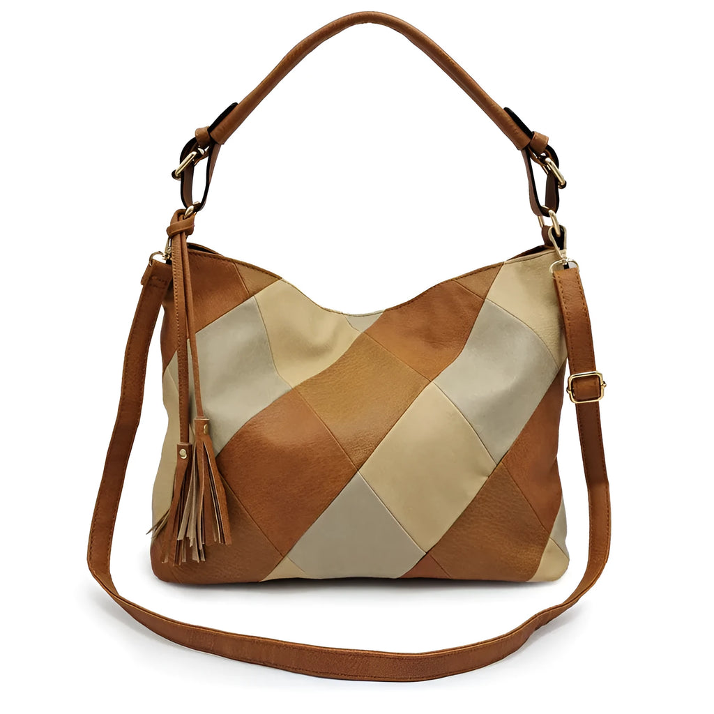 Women's PU crossbody sling bag in black with horizontal square shape and outer sandwich pocket