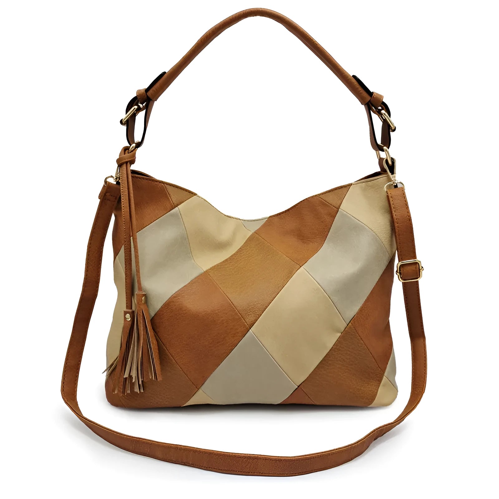 Women's PU crossbody sling bag in black with horizontal square shape and outer sandwich pocket