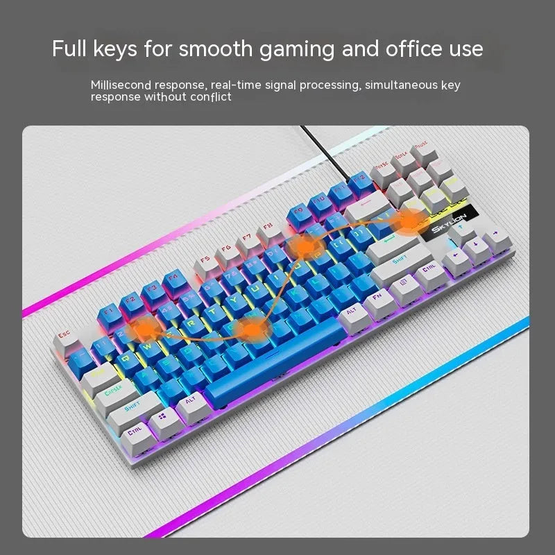 K87 mechanical keyboard with metal frame and wired USB connection in selectable colour schemes