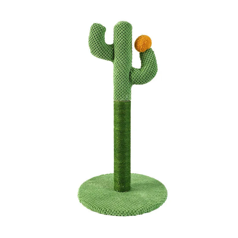 Cactus-shaped cat scratching post and climbing frame with sisal scratching surface.