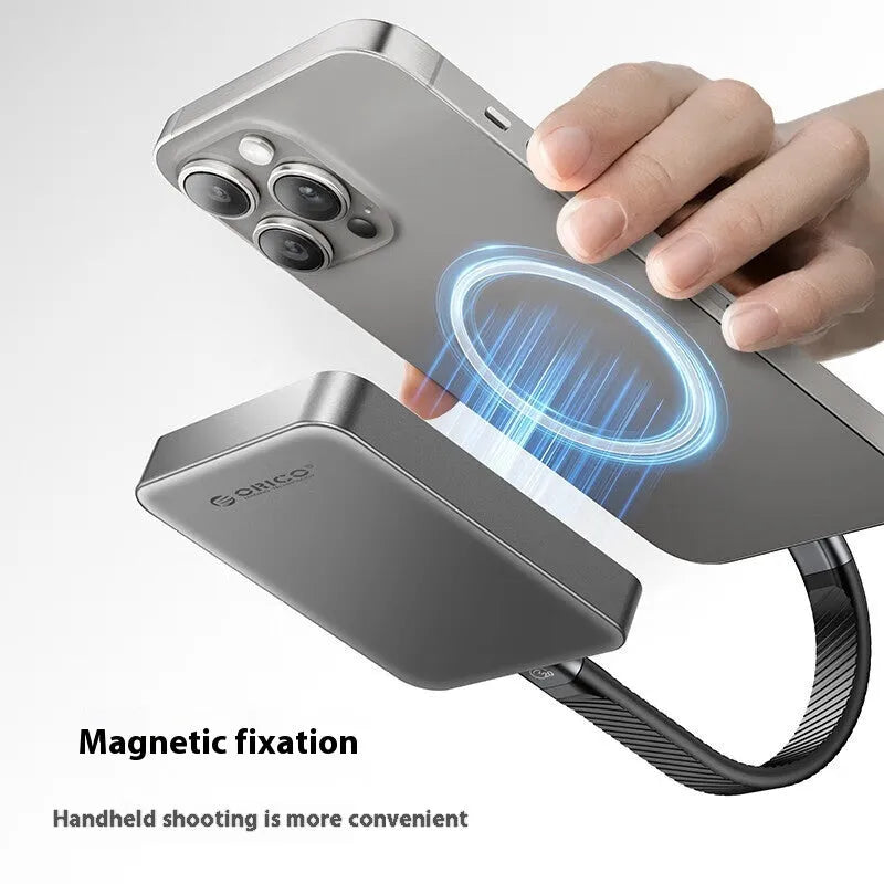 Grey magnetic mobile SSD portable solid state drive with ultra-thin design for phones and computers