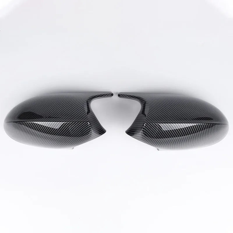 Pair of black ABS plastic rearview mirror housings for BMW 3 Series E90 replacement.