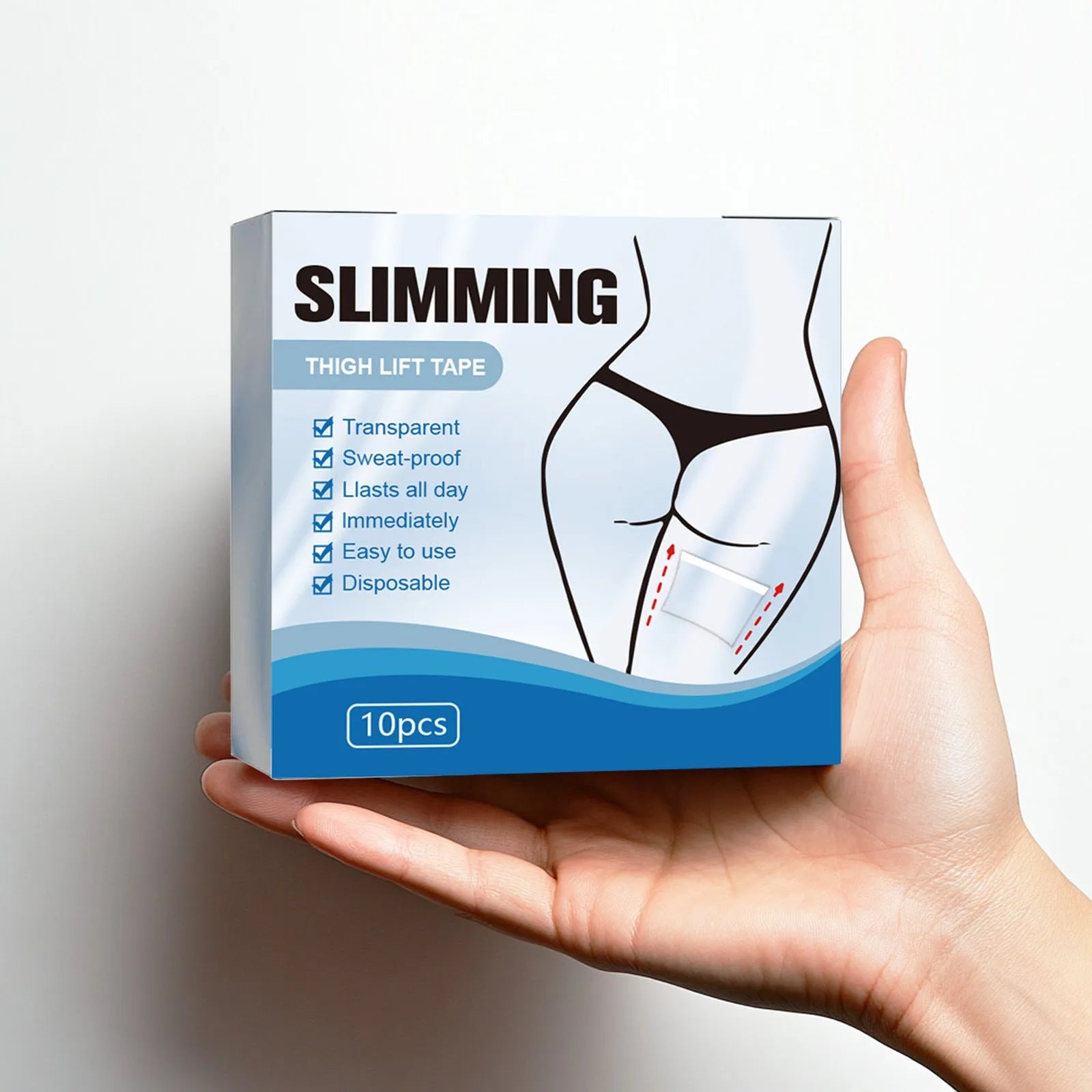 Ten body shaping stickers in square 12x12 cm format with water-based gel containing collagen