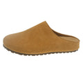 Korean style flat slip-on slippers in apricot colour with a square toe and PU sole.