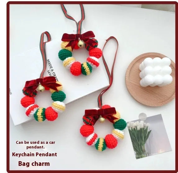 Wool hook knitted Christmas garland DIY material package with yarn and tools