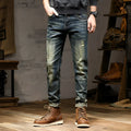 Men's retro colour stretch jeans in skinny fit with zip fly