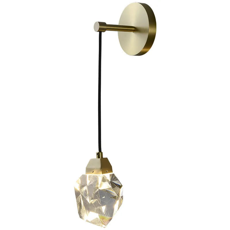 Copper crystal wall lamp with platinum finish and LED three colour lighting for modern living room