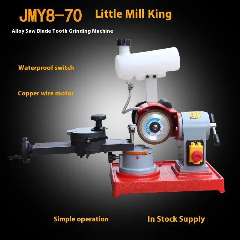 Xiao Mo Wang manual sharpedge grinding machine for alloy circular saw blades on workshop bench
