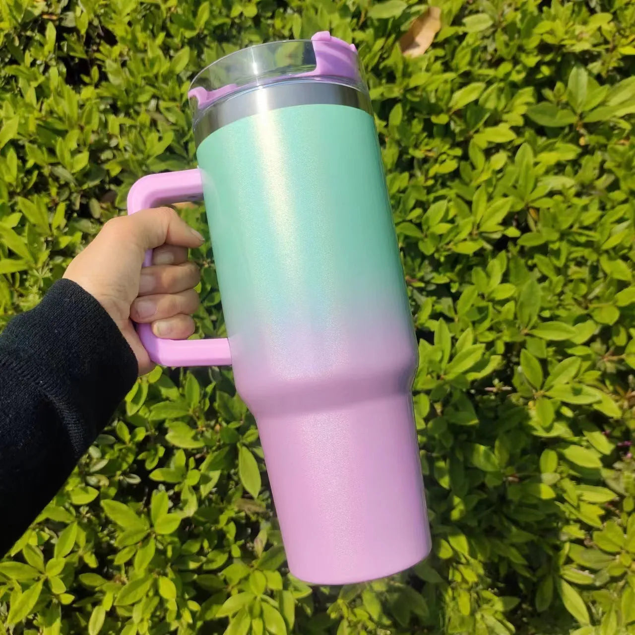 1 litre double-layer stainless steel vacuum insulation cup in rainbow white colour option