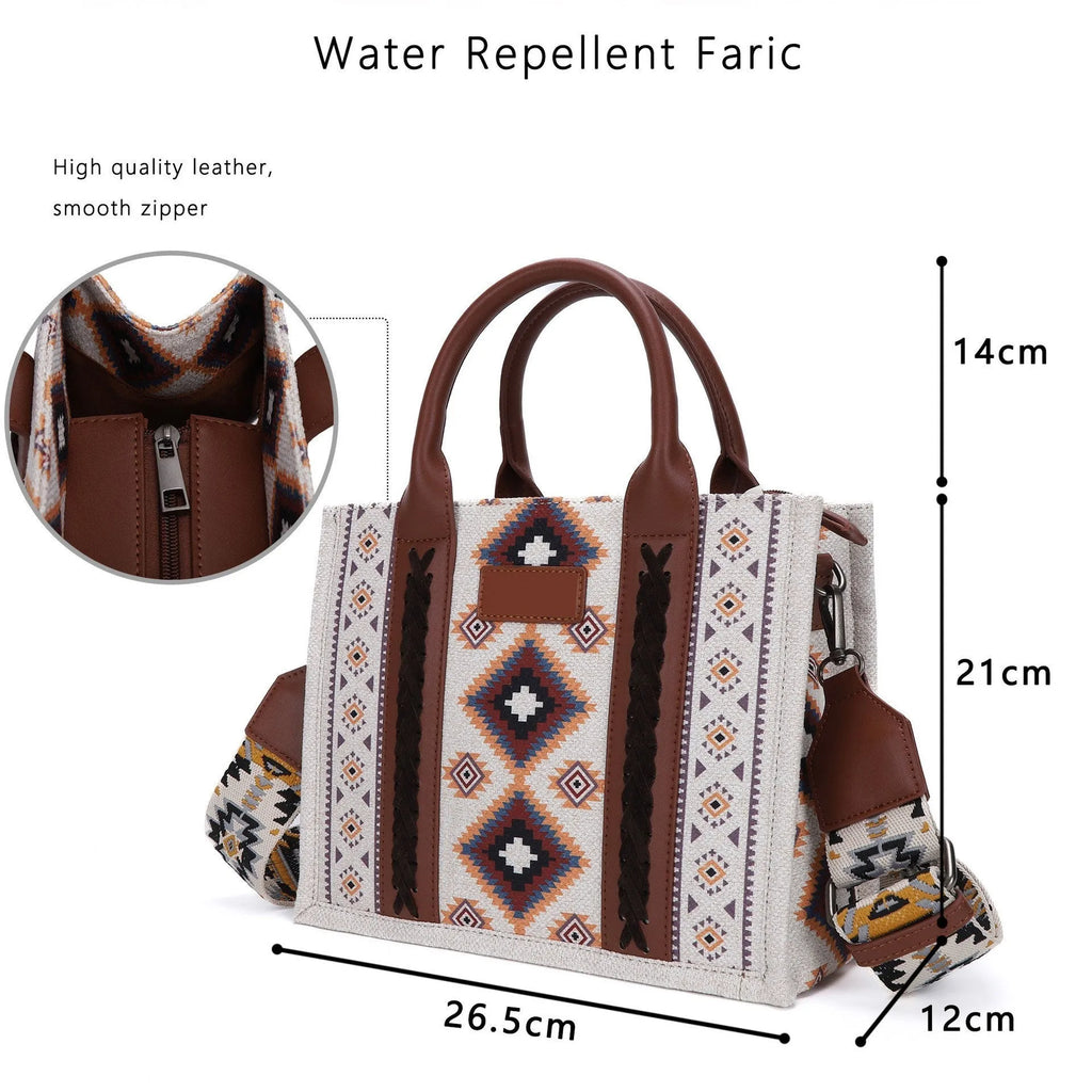 Hand-woven canvas shoulder messenger bag crossbody 27.9x21.5x13.5cm retro style beige no logo