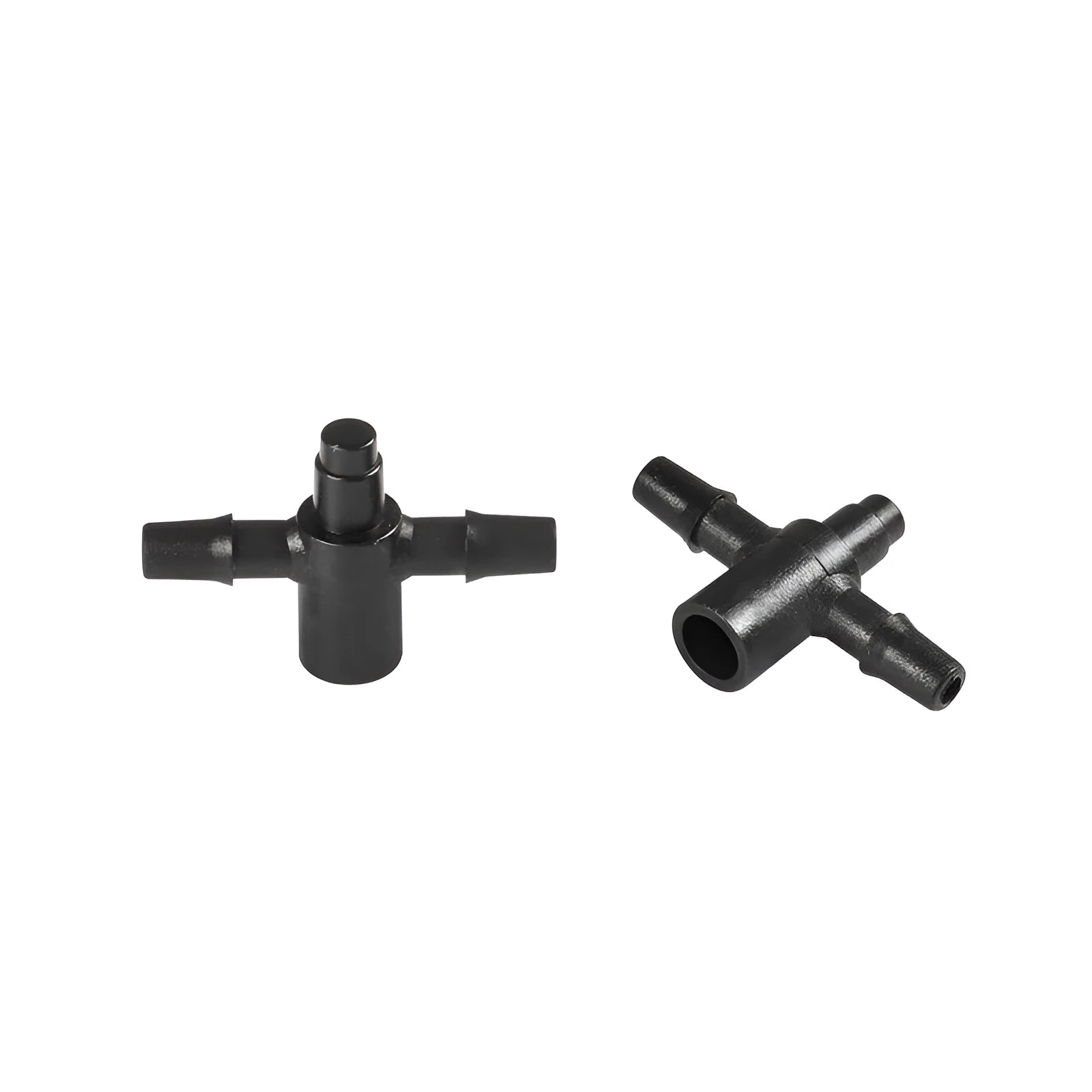 PE plastic tee water distributor joint for irrigation systems.