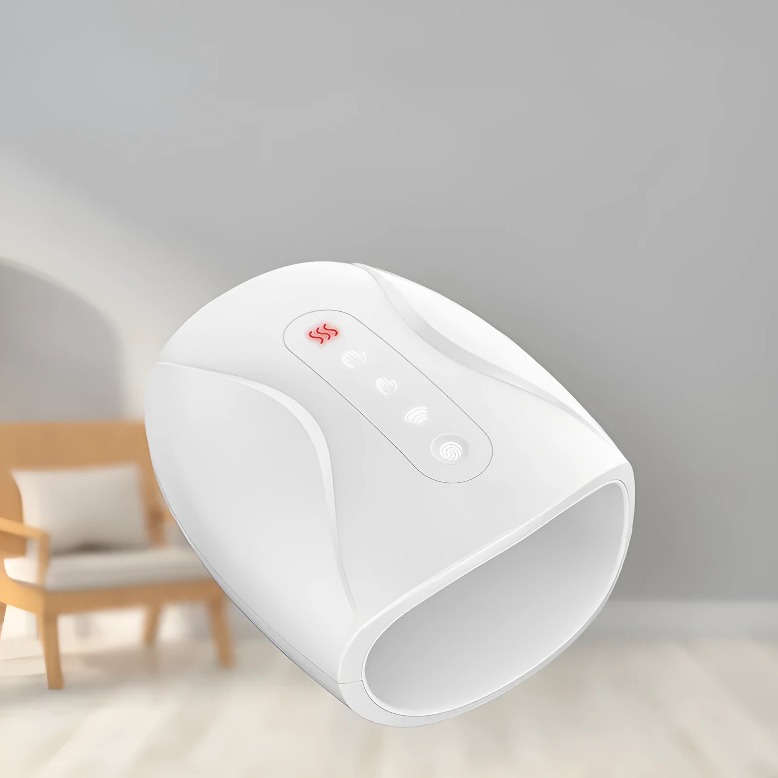 White electric hand massage instrument with heating for palm finger and wrist, 24x13cm