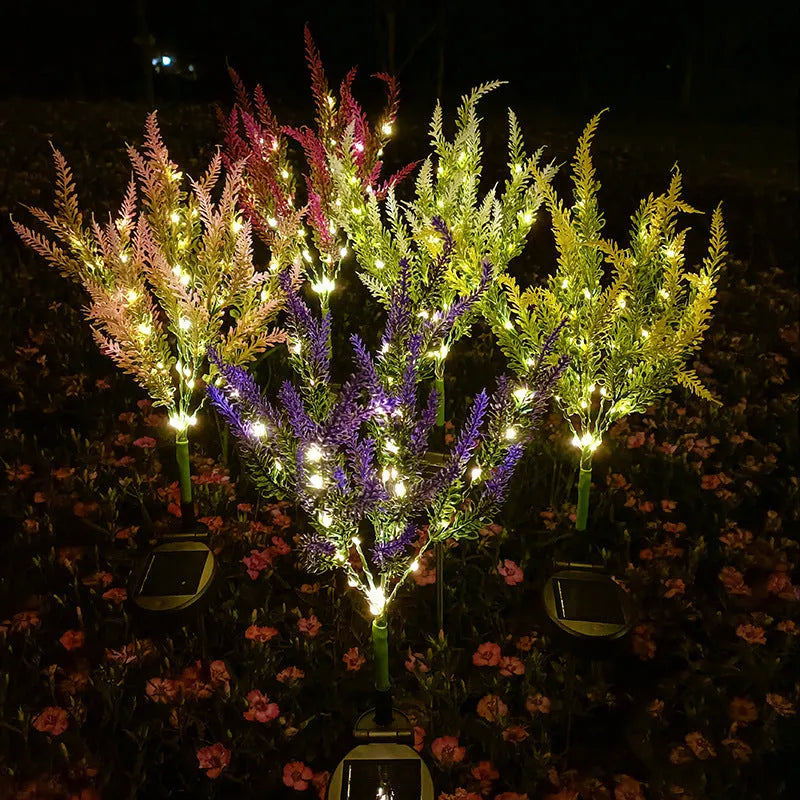 74cm tall solar-powered garden light with flower design in lavender colour options