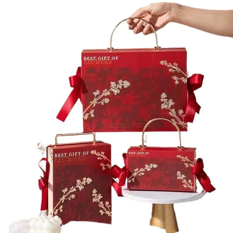 Paper cardboard hand gift box for girls pyjamas in Champagne Gold with ironing craft finish