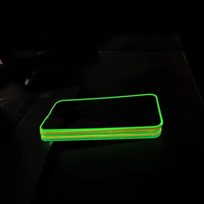 Fluorescent tempered glass screen protector for iPhone with luminous glow effect