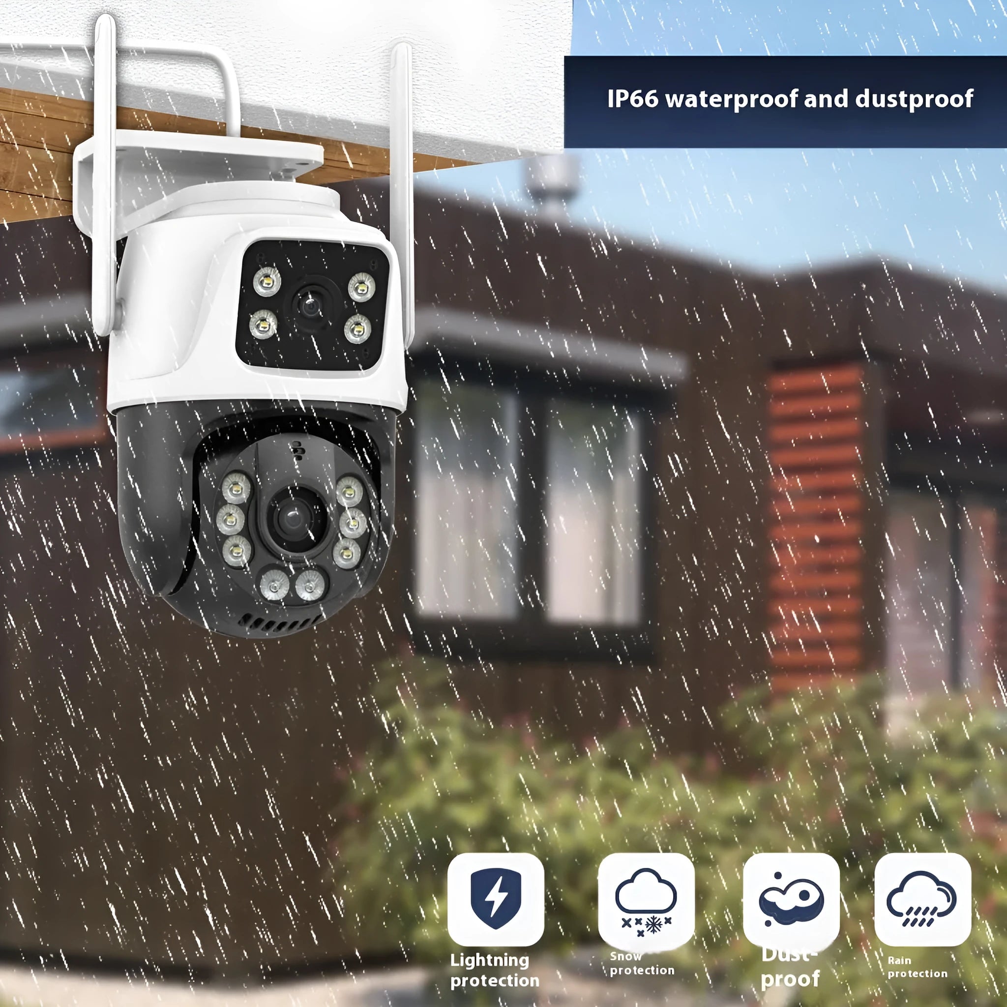 Wireless outdoor security camera with dual-screen remote monitoring capability and 3MP resolution