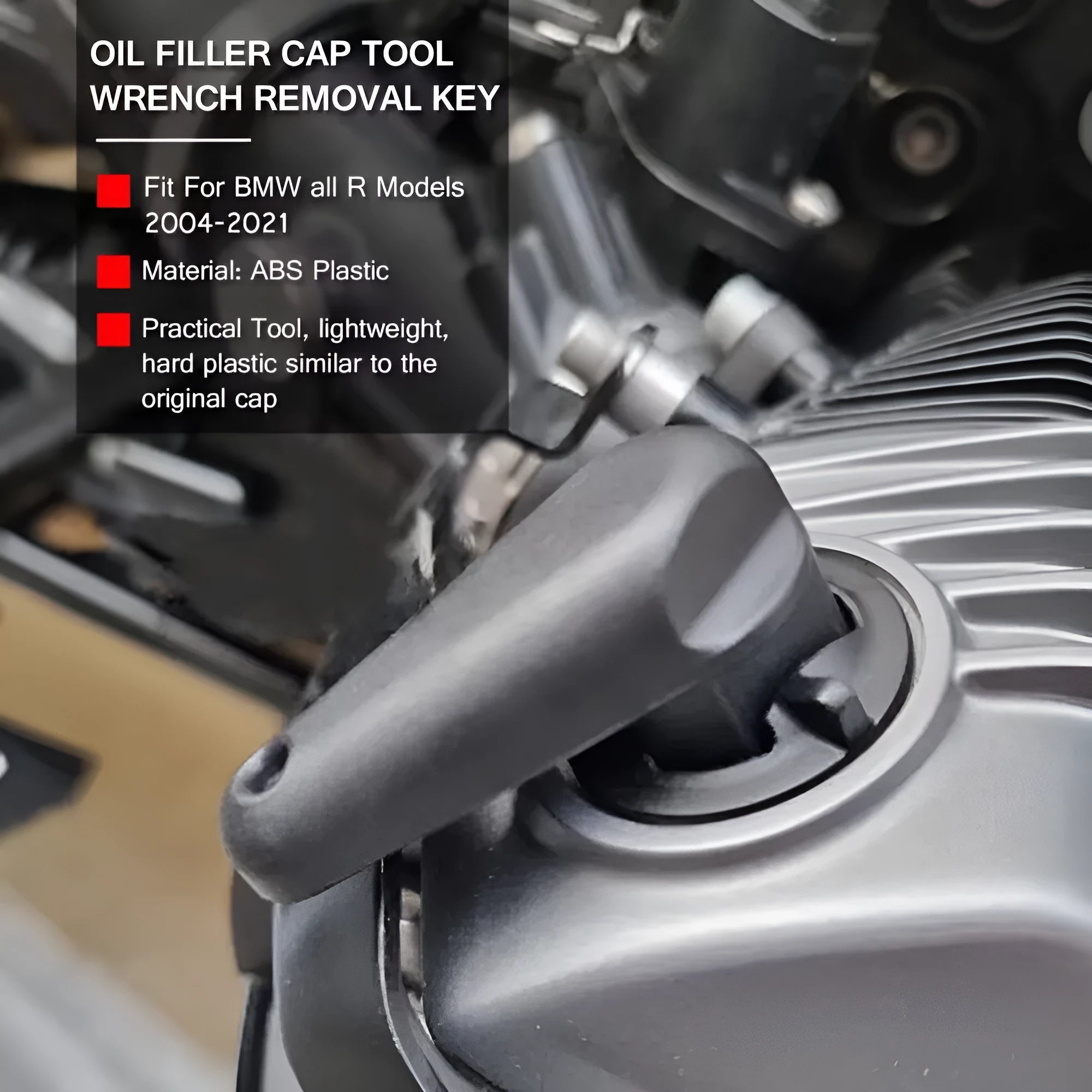 Black nylon quick release wrench for BMW R Model motorcycle oil filler cap