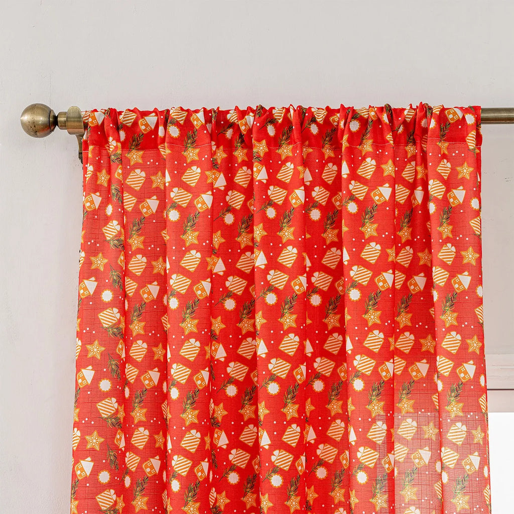 Christmas snowman angel print curtain in green or red American style 1 metre