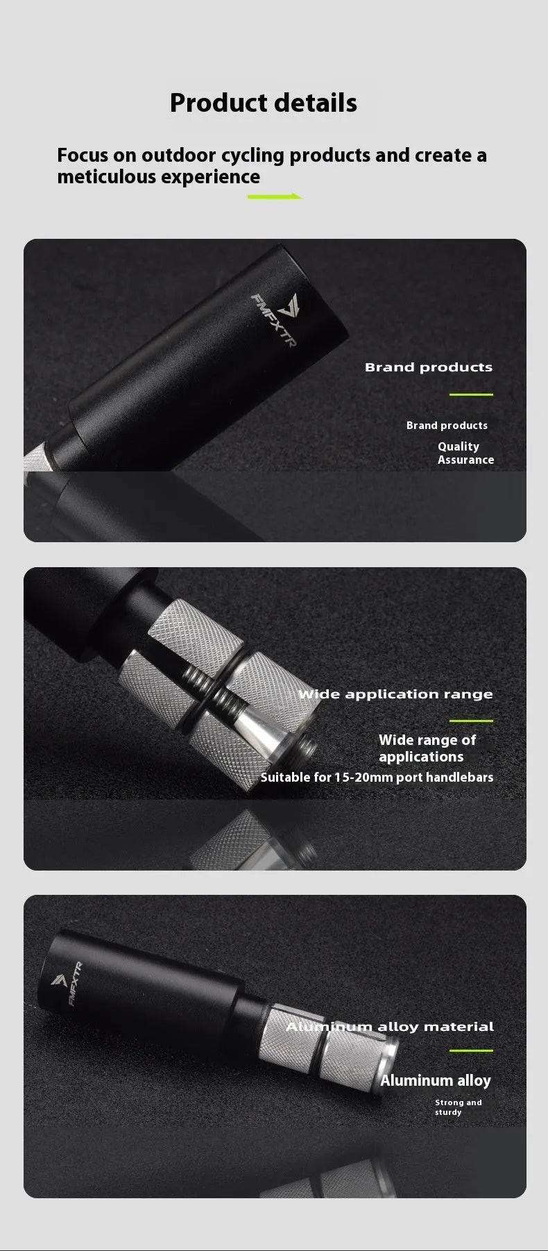 Aluminium alloy bicycle handlebar extension rods showing 15-20mm adjustment range