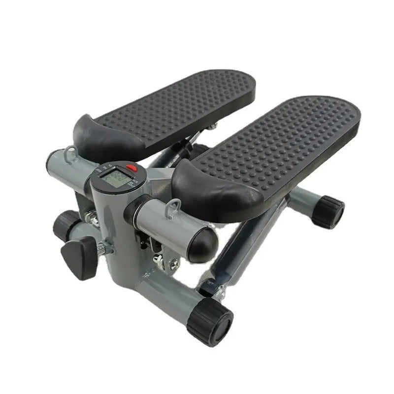 Silver grey hydraulic resistance mini treadmill and pedal machine for home gym waist slimming workouts.