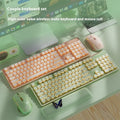 Prewalker V3 silent mechanical feel keyboard and mouse set in retro green colour on a desk.