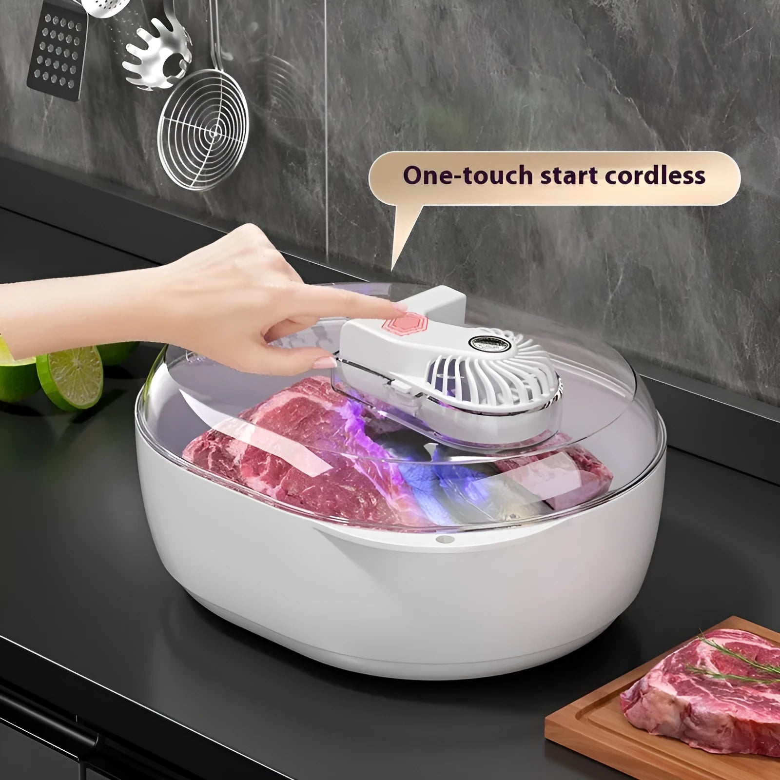 Aluminium household food defrosting plate with modern design and optional USB cable