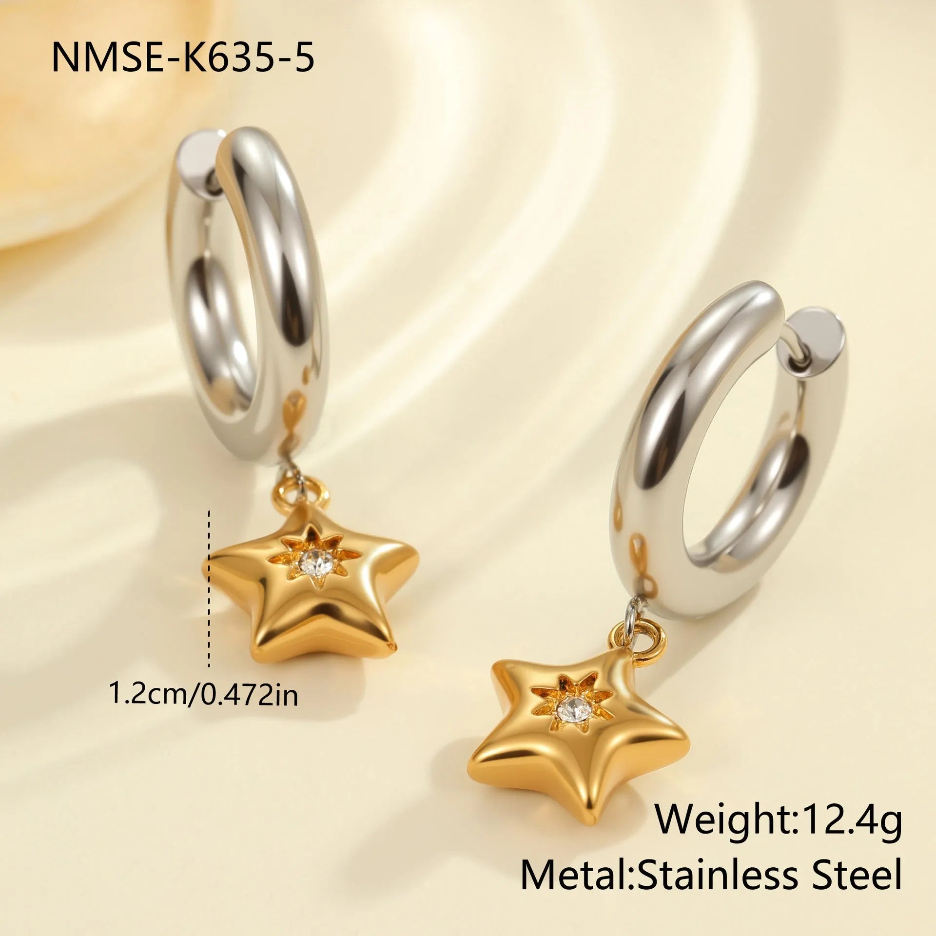 Women's Christmas tree heart earrings stainless steel electroplated 18K gold geometric designs
