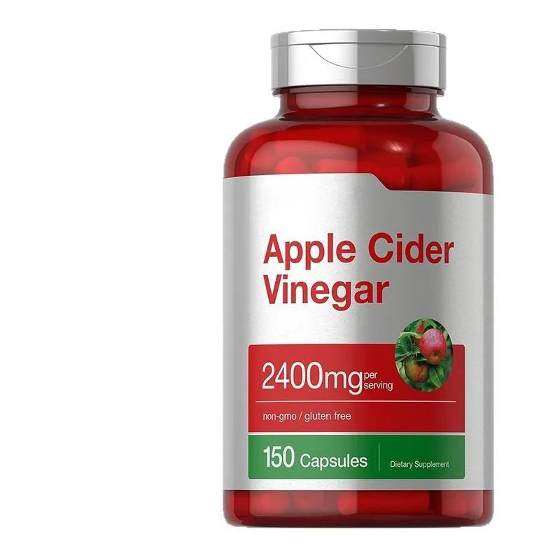 A bottle of 150 apple vinegar health supplement capsules.