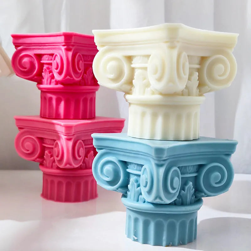 A flexible silicone mould in the shape of a stylised Roman pillar for multi-purpose crafting.