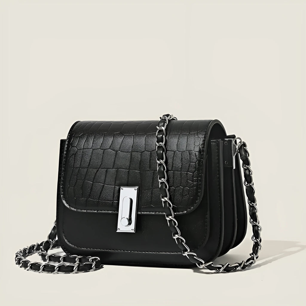 Soft PU leather women's crossbody shoulder bag in horizontal square shape with mobile phone pocket