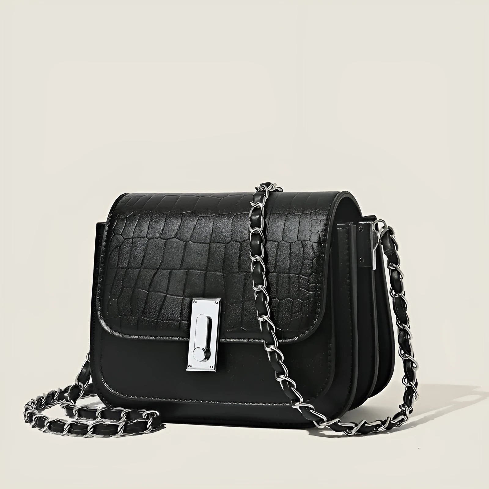 Soft PU leather women's crossbody shoulder bag in horizontal square shape with mobile phone pocket