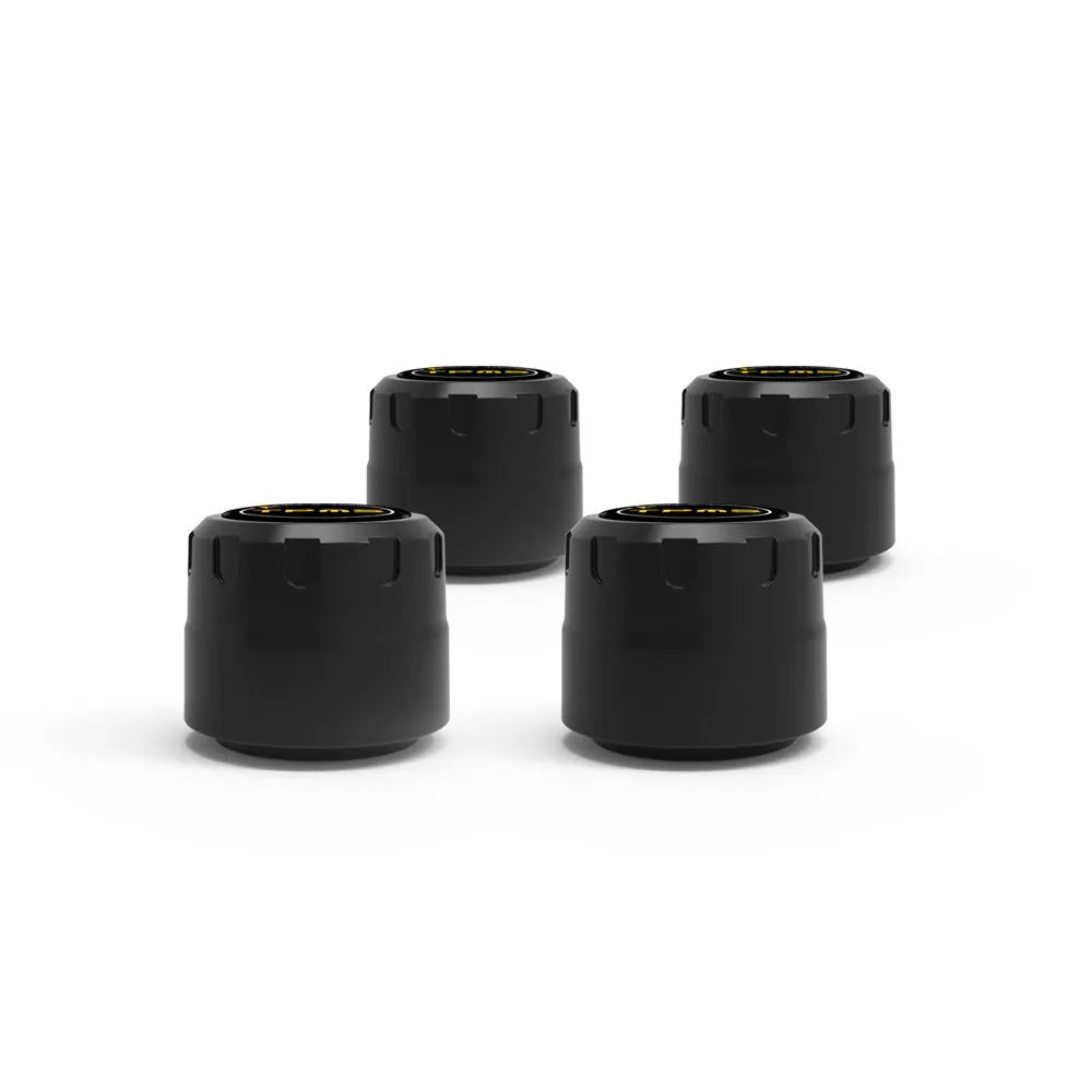 Black Bluetooth 5.0 external tire pressure monitor body sensor with IP67 waterproof rating and 100-1300kPa range