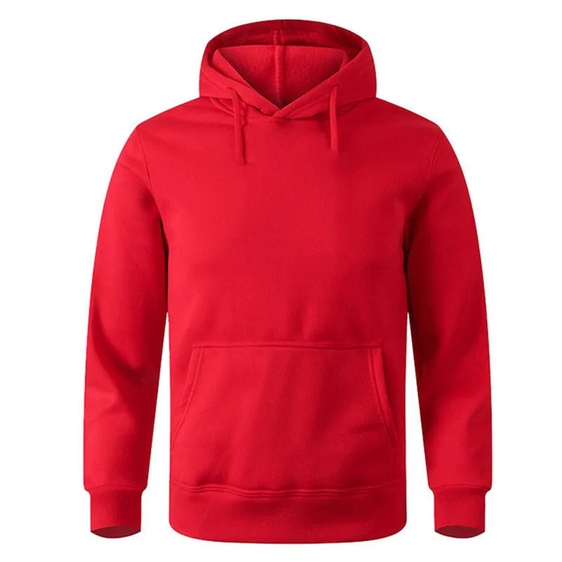 Solid colour hooded pullover men's sweater long sleeve polyester fibre in 11 colours Asian sizing