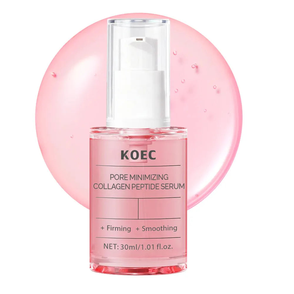 KOEC Collagen Mask set with transparent BIO-COLLAGEN gel masks and peptide essence in 30ml bottle