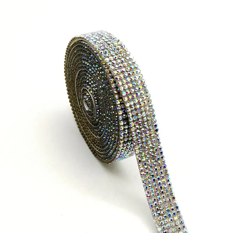 Self-adhesive water drill strips for clothing decoration in white and AB colour