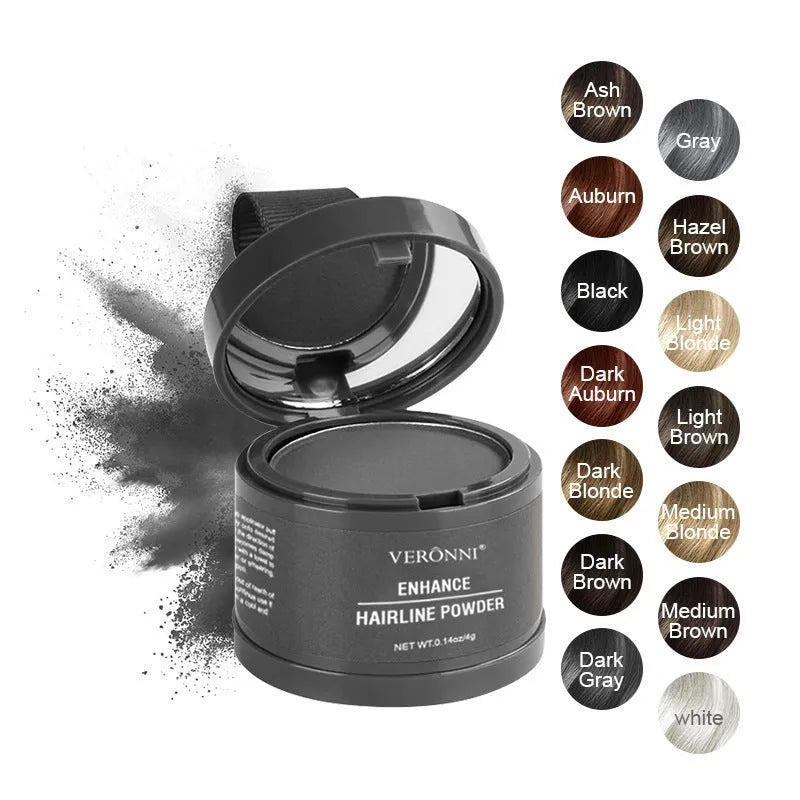 Hairline powder container with colour shade options for shadow repair and hairline coverage