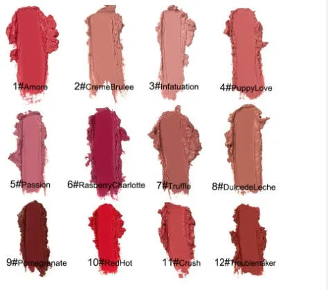 Allen Shaw Cream Lip Glaze in matte velvet finish with twelve colour options