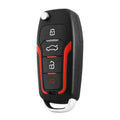 Red and black one-way car alarm remote control system with two remotes for 3000m range vehicle security.
