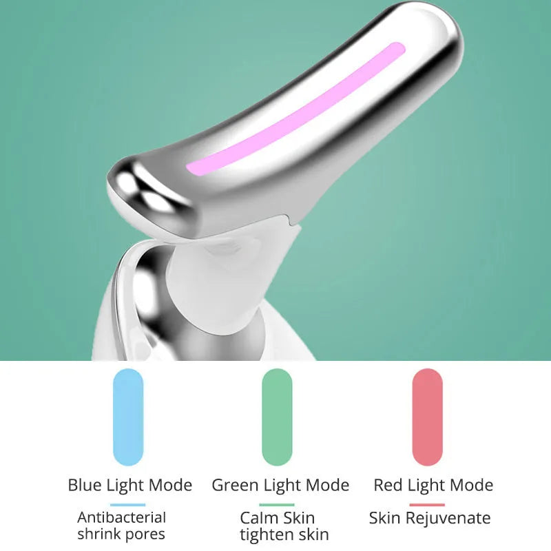 ES-1081 EMS thermal neck massager with LED lights for skin tightening and wrinkle care.