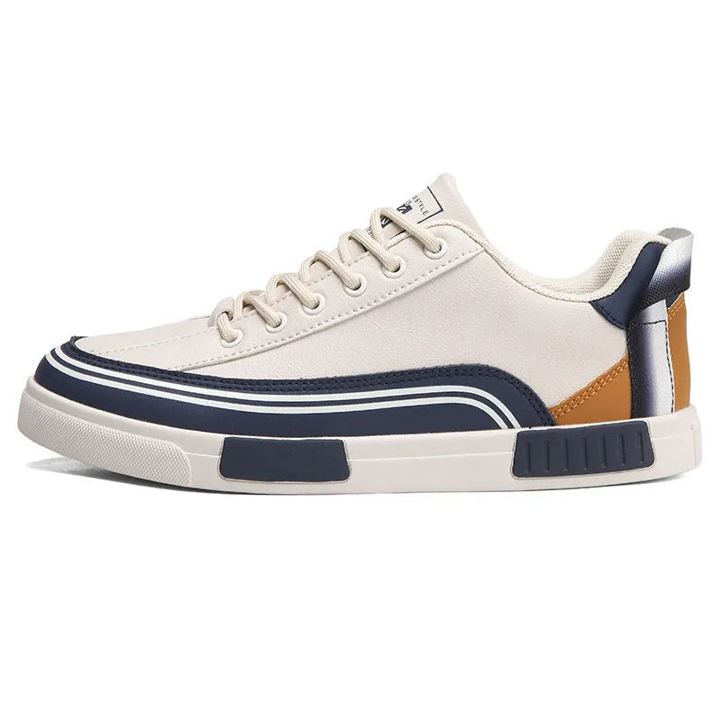 Men's canvas casual shoes with mesh ventilation panels in beige, white and green colours