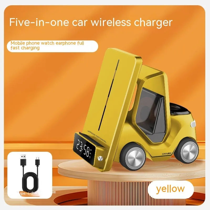 15W three-in-one wireless fast charging bracket in grey, white, yellow or orange colours