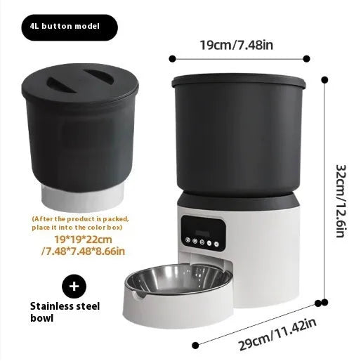 4L smart pet feeder with programmable timing and optional camera monitoring for cats and dogs