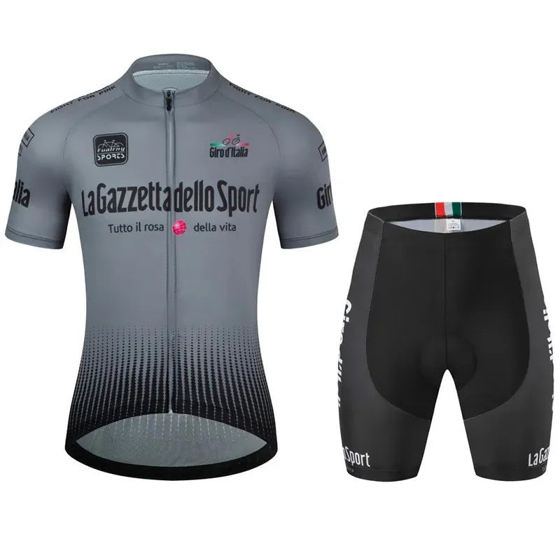 Cycling short sleeve suit in polyester fabric for road biking, available in multiple colours and sizes