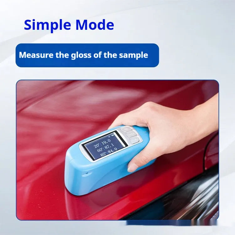 Portable glossiness tester device showing CS-300 CS-300S CS-380 models for surface gloss measurement