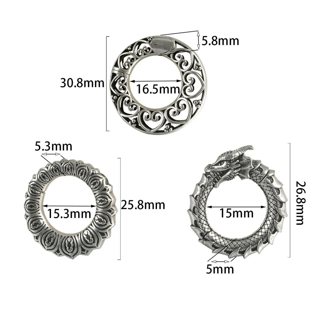 Geometric hollow out large size alloy earrings with antique silver dragon shape colour